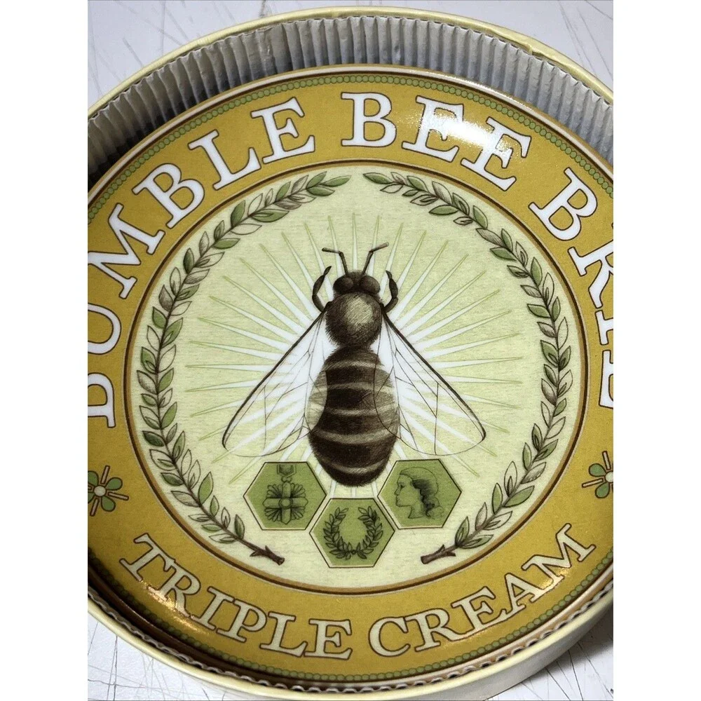 Pottery Barn Vintage Label Cheese Snack 7in Plates Bee Cow 5 Star Set 4